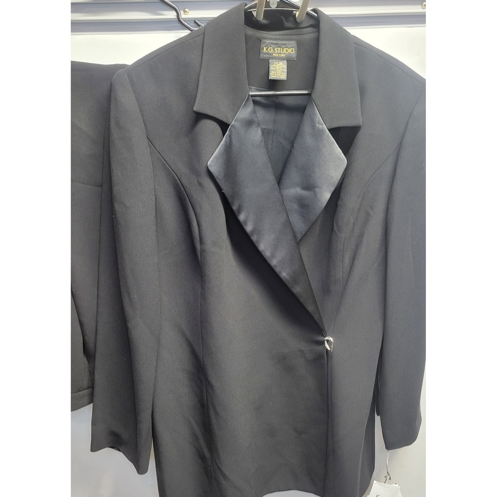 NWT KG Studio New York Black 2 pc‎ Tuxedo Style Blazer Jacket Sz 16 $170